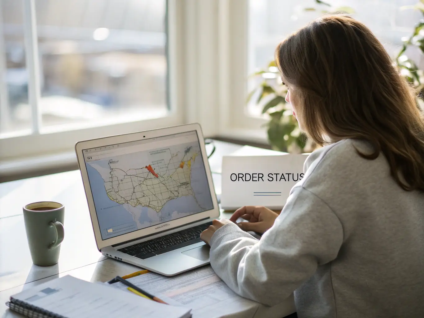 A person browsing the JP SHOPHOUSE website on a laptop, showcasing the convenience of online shopping.